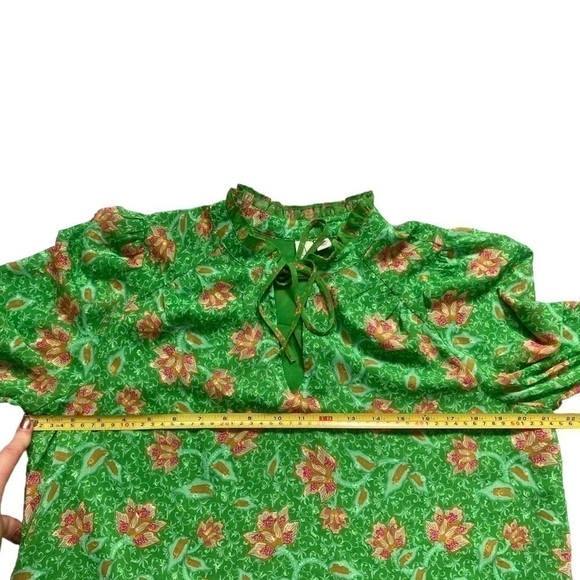 JOIE boho Kelly green floral tie front long sleeve blouse - Picture 7 of 10